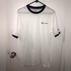 Champion Size S White & Navy Blue Men’s T-Shirt; Excellent condition never worn